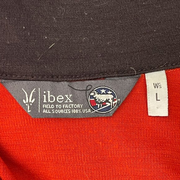 Ibex Women's Orange 100% Wool 1/4 Zip Pullover Mock Neck sweater Size Large - Picture 5 of 16